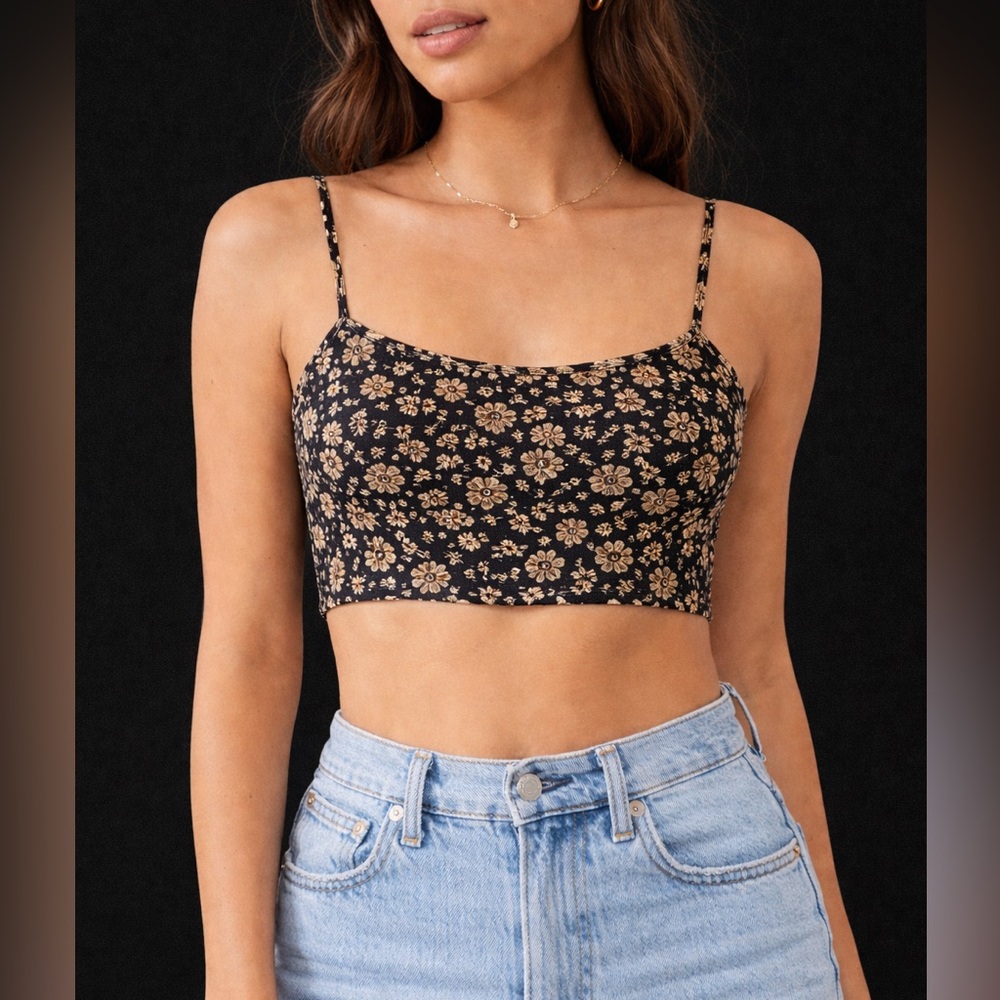 Reformation Floral Slim Cami Crop Top